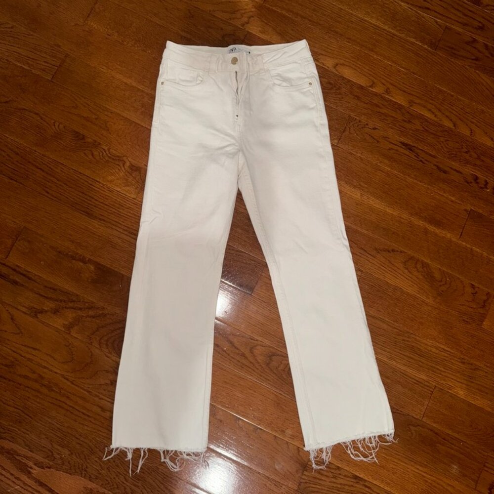 Zara White Straight Jeans